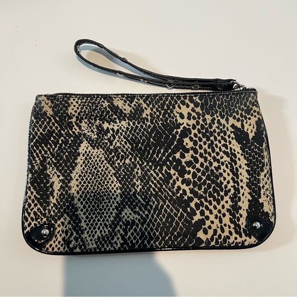 Express Wristlet Clutch Fabric Snakeskin Animal Print - Picture 2 of 6
